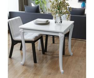 Dining Table High Gloss White 80x80x76cm MDF Top Plastic Legs Square Modern Chic