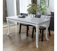 Dining Table High Gloss White MDF Top Plastic Legs 116x66x76cm Rectangular Sleek