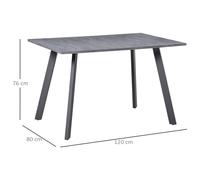 HOMCOM Modern Rectangular Dining Table with Metal Legs Indoor, Dark Grey