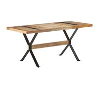 Dining Table Industrial Rough Mango Wood 160x80x76cm Black Powder-Steel-SolidTop