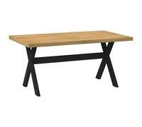 Dining Table Large Solid Pine 160x90cm Natural Top Black X-Shaped Legs UK