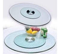 Dining Table Lazy Susan 35in 39in Tempered Glass Turntable Explosion Proof 20in 24in 27in 31in Rotating Serving Plate Smooth Swivel for Easy to Share All Food, Transparent (Size : 80cm/31) (One