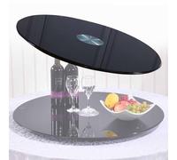 Dining Table Lazy Susan Serving Plate 20" 24" 27" 31" 35" 39" Black Tempered Glass Turntable Smooth Swivel Display Plate 360° Rotating Tray for Family Dinners (Size : 80cm/31)