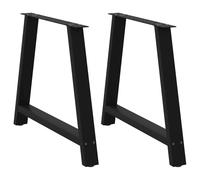 Dining Table Legs A-Frame Black Powder-Coated Steel 90 x (72-73) cm Sturdy Pair