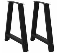 Dining Table Legs, A-Shaped Black Steel with Adjustable Foot Levelers, Easy Assembly, Pre-Drilled Bracket, Modern Geometric Design, Powder-Coated Steel