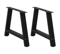 Dining Table Legs, A-Shaped Black Steel with Adjustable Foot Levelers, Easy Assembly, Pre-Drilled Bracket, Modern Geometric Design, Powder-Coated Steel