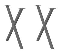 Dining table legs Black 70x(72-73)cm Powder-coated steel X-shaped adjustable set