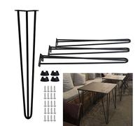 Dining Table Legs Metal Black Hairpin Leg 71cm 28 inch Pre-drilled Holes 10mm Heavy Duty Sturdy Steel 3 Rod, 4PCS