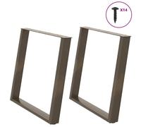 Dining table legs U-Shaped Natural Steel 90x(72-73)cm Powder-Coated w/Levelers.