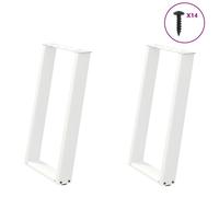 Dining Table Legs U-Shaped White Powder-Coated Steel 50x(72-73)cm Pair-Levelers