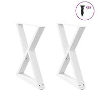 Dining Table Legs White Powder-Coated Steel 70x(72-73.3)cm Adjustable 2pcs Feet