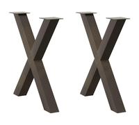 Dining Table Legs X-Shape 80x72-73cm Natural Powder-Coated Steel Pair Adjustable