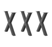 Dining table legs X-shaped Black 70x(72-73)cm Powder-coated Steel 2pcs Levelers