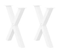 Dining Table Legs X-Shaped Matte White 80x(72-73)cm Powder-Coated Steel (2pcs).