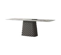Dining Table Light Luxury Rock Plate Dining Table Modern Simple Small Apartment Home Living Room Rectangular Stainless Steel Dining Room Table(1.4x0.8x0.75m)