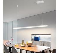 Dining Table Lights Dimmable LED Pendant Light Kitchen Black Chandelier Modern Linear Designer Ceiling Lamp Height Adjustable Dining Room Living Room Office Pendant Light (White, L150CM)