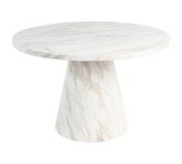 Beliani Dining Table MERE White Marble 120 cm 120 cm, White
