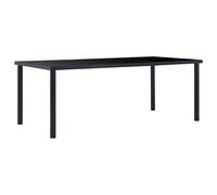 Dining Table Modern Black 200x100x75cm Tempered Glass Top Stainless Steel Frame