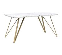 Beliani Dining Table MOLDEN White/ Gold 150 cm 80 cm, White