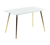 Beliani Dining Table MULGA White Marble 120 cm 70 cm Tempered Glass, White