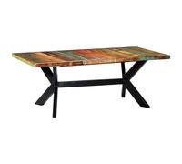 Dining table Multicolour 200x100x75 cm Solid Reclaimed Wood Tabletop Steel Legs