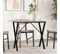 Dining table Natural Pine 100x50x75.5cm Solid Pine Top X-Frame Steel Rustic Home
