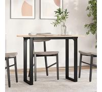 Dining Table Natural Pine 100x50x75 cm Pine Top Rustic Untreated O-Frame Steel.