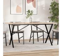 Dining table natural pine 160x80x75.5cm X-frame powder-coated steel for 6 diners