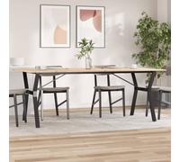 Dining table Natural pine 200x100x75cm Y-frame powder-coated steel 6seat