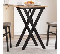 Dining Table Natural Pine 50x50x75.5cm X-Frame Steel Legs Solid Pine Top