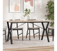 Dining Table Natural Pine Top 140x80x75 cm YFrame Powdercoated Steel Farm