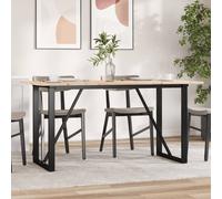 Dining Table Natural Pine Top 160x80x75cm Powder-Coated Black Steel Rustic Frame