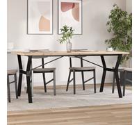 Dining Table Natural Pine Top 180x90cm Y-Frame Powder-Coated Steel Untreated75.5