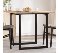 Dining Table Natural Pine Top 80x80x75.5cm Powder-Coated Steel Frame Rustic Home