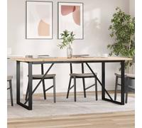 Dining table Natural Pine Top O-Frame Powder-Coated Steel 180x90x75.5cm Rustic.