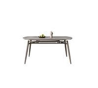 Dining Table Nordic Solid Wood Dining Table Home Retractable Folding Rock Plate Modern Simple Variable Round Dining Room Table(1.5m)