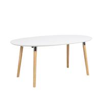 Dining Table Oval Extendable Seats 8 Modern White Top Oak Base Kitchen Dining