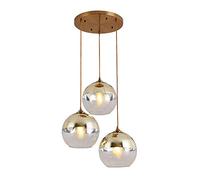 Dining Table Pendant Light Glass Bullet lamp Easy Hanging lamp Adjustable Height Chandelier E27 Max. Dining Room lamp for Dining Room Living Room Bedroom,Gold,3flames-A Comfortable