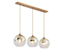 Dining Table Pendant Light Glass Bullet lamp Easy Hanging lamp Adjustable Height Chandelier E27 Max. Dining Room lamp for Dining Room Living Room Bedroom,Gold,3flames-B Comfortable