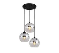 Dining table Pendant light Glass Bullet lamp Easy Hanging lamp Adjustable height Chandelier E27 Max. Dining room lamp For Dining room living room Bedroom,Black,3flames-A Comfortable