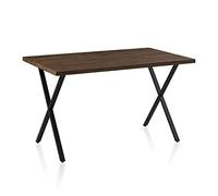 Dining Table Rectangle Oak Effect with X-Shaped Metal Legs, 120cm Kitchen Desk for Home and Restaurant, Seats 4-6 People