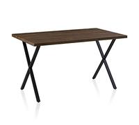 Dining Table Rectangle Oak Effect with X-Shaped Metal Legs, 120cm Kitchen Desk for Home and Restaurant, Seats 4-6 People