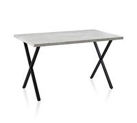 Dining Table Rectangle Oak Effect with X-Shaped Metal Legs, 120cm Kitchen Desk for Home and Restaurant, Seats 4-6 People