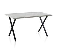 Dining Table Rectangle Oak Effect with X-Shaped Metal Legs, 120cm Kitchen Desk for Home and Restaurant, Seats 4-6 People