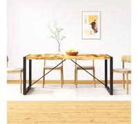 Dining Table Rough Mango Wood & Black Powder-Coated Steel 180x90x76cm Brown Ind
