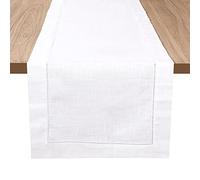 Dining Table Runner 100% Slub Cotton Hemstiched, Farmhouse Table Runner, Christmas Table Runner, Elegant Table Runner, Easter Table Runner and Everyday Use- 16x72 Inch (40x182 Cms)- White