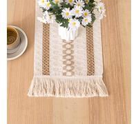 Dining Table Runner Farmhouse Table Runner 108 inch Macrame Boho Table Runner with Tassels Bohemian Style Table Runner for Dining Kitchen Table Decor