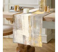Dining Table Runner Retro Oil Painting Pattern Tablecloth Yellow and Grey Linen Table Decorative Cloth for Party Wedding Banquet Table Decoration Party Table Runner 40 cm x 140 cm