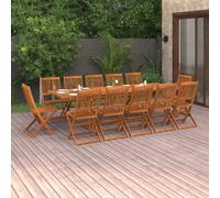 Dining Table Set 13pc Solid Acacia Wood Brown 280x90x75cm Foldable Patio Outdoor