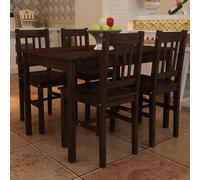 Dining Table Set 5pc Pine Wood Dark Brown 108x65x73cm Solid Rustic Kitchen Home